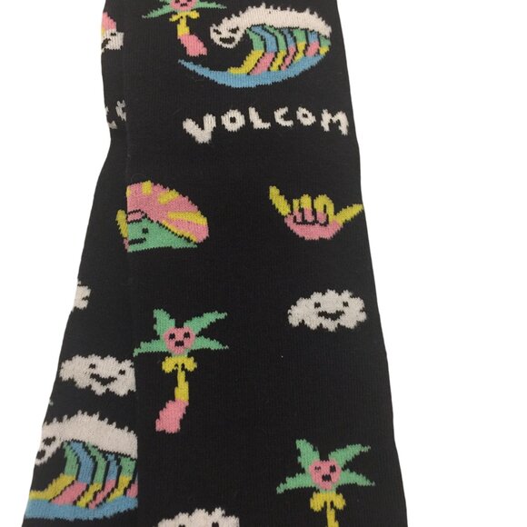 Volcom Men's Crew Socks Size 9-12 Black Palm Trees Clouds - Picture 2 of 5